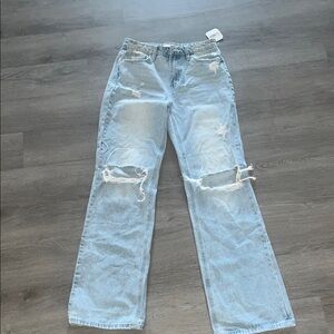 Altar'd State Light Wash Distressed Wide-Leg Jeans